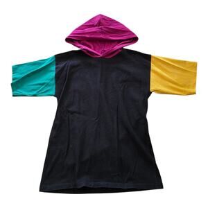 vintage best shot colorblock hooded tshirt Youth Sz 10/12 M